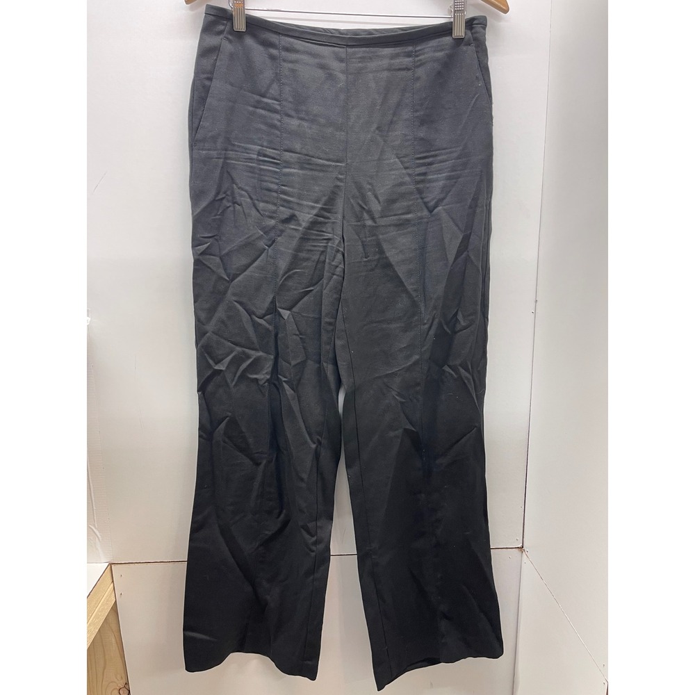 Ann Taylor Womens Black Wide Leg Trousers Side Zip Dress Pants Size 6